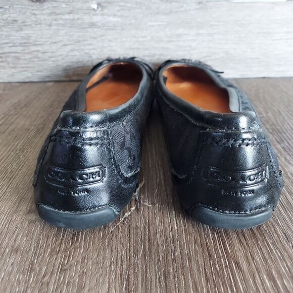 Coach Saundra Flats Black Monogram Logo Bow Size 9.5 - Picture 5 of 7